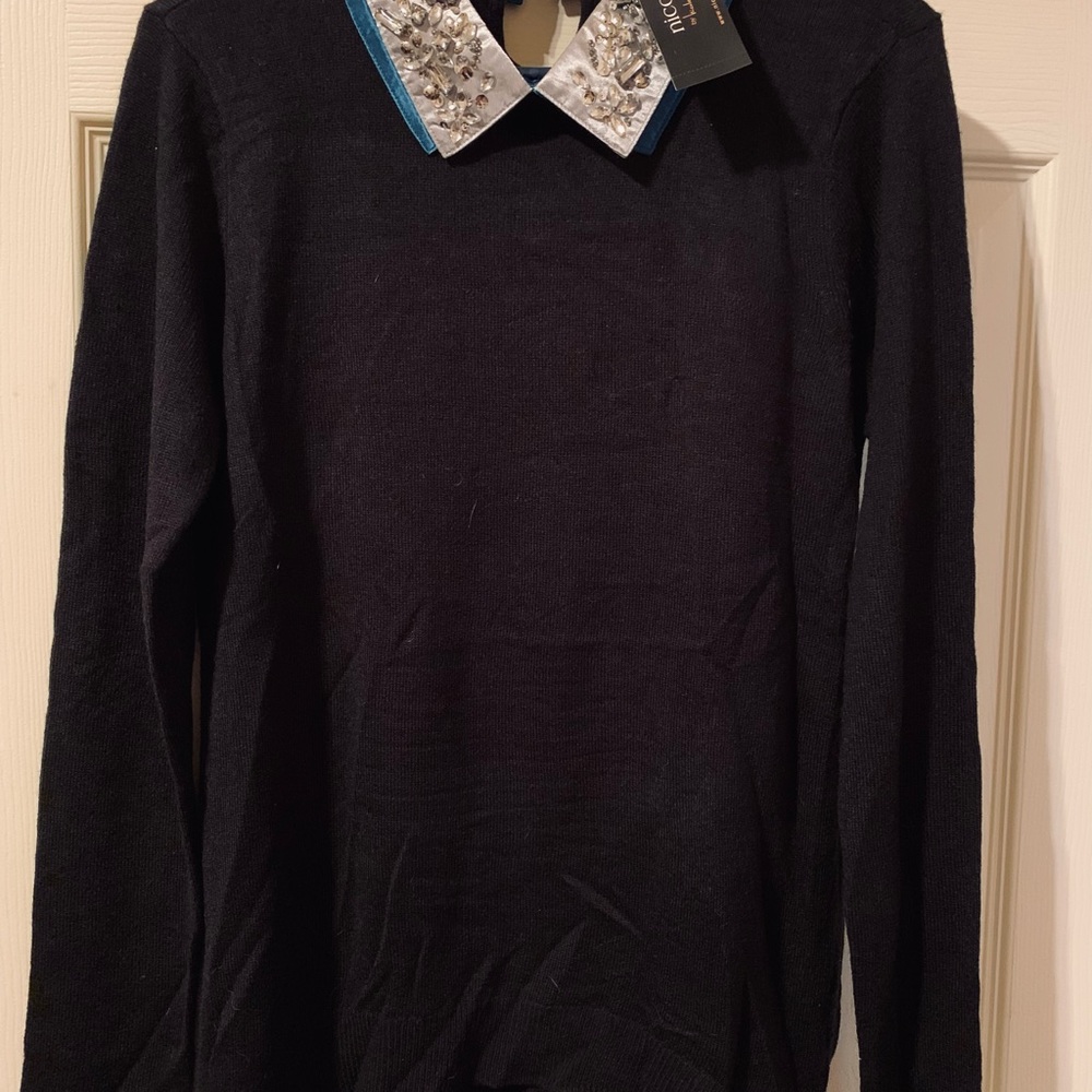 Nicole Miller black embellished sweater NWT. Size Small